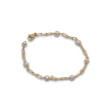 Thames - Gold-Tone Petite Paperclip Freshwater Pearl Bracelet