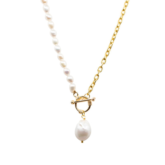 Rayna - Gold-Tone Chain and Freshwater Pearl Necklace